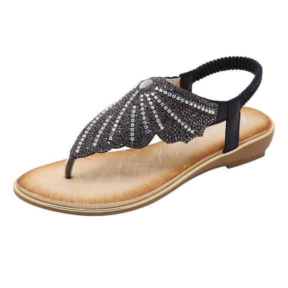 asdoklhq Womens Espadrilles,Summer Women's Ladies Crystal Butterfly Flip Flops Sandals Casual Shoes