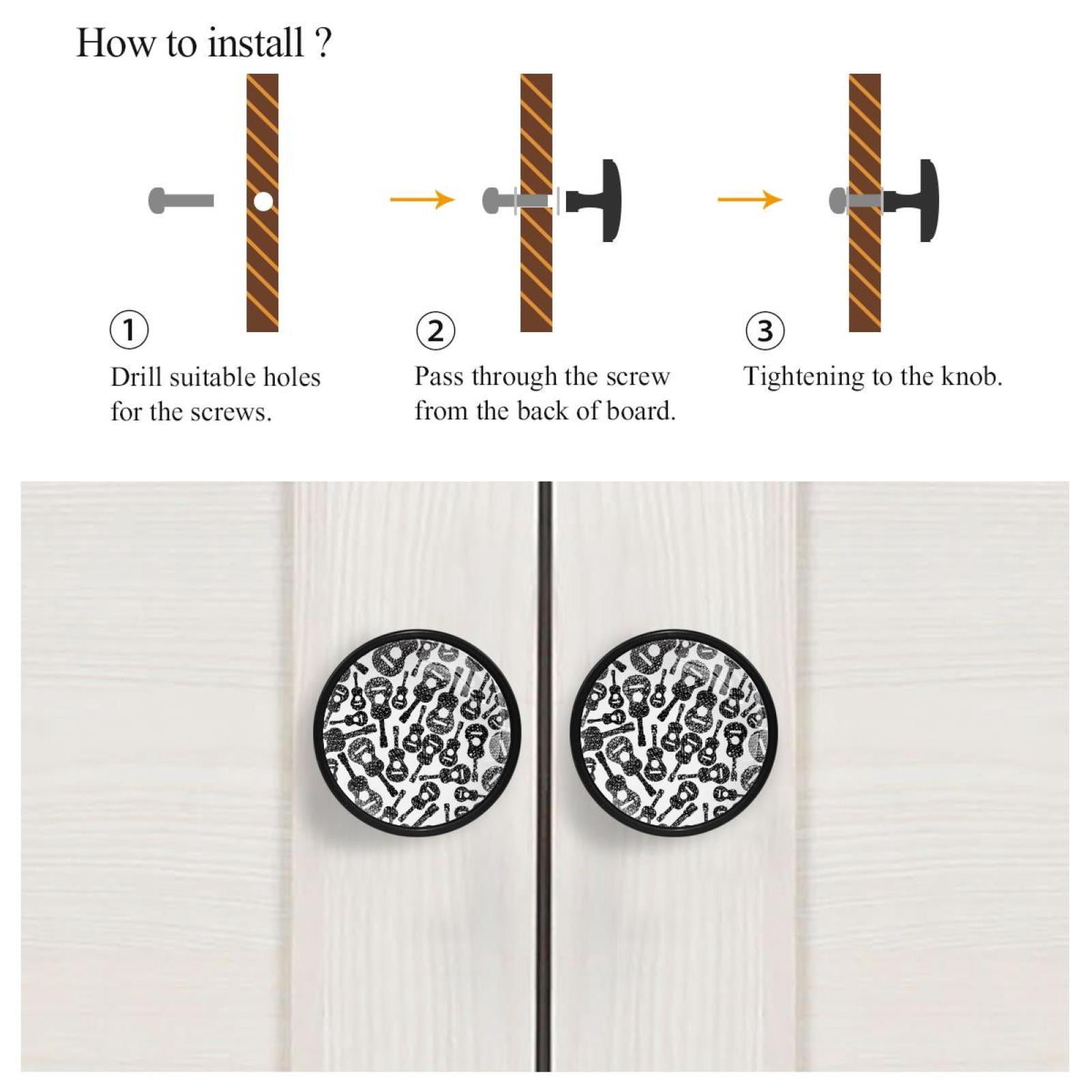 4 Pcs Acoustic Guitars Music Knobs for Kitchen Cabinet Cupboard Dresser Bookcase Drawer Pulls Handles Round Home Decor