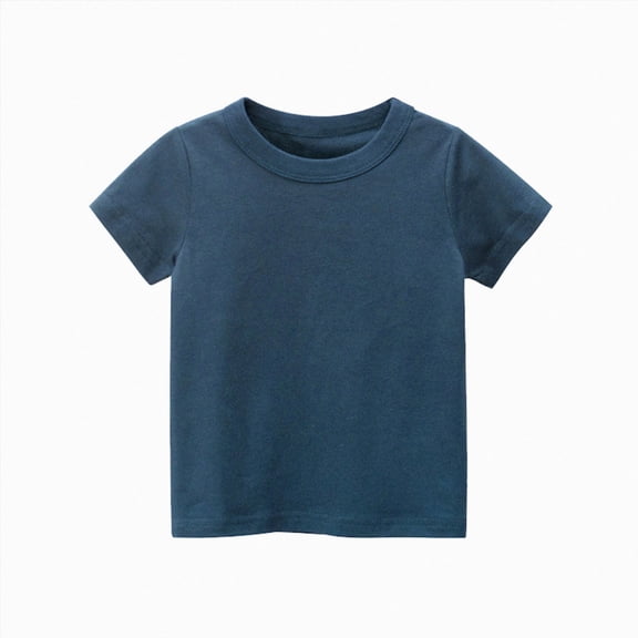 Splozh Kids Tshirts Boys 1T 2T 3T 4T 5T 6T 7T Solid Color Shirts Crewneck Basic Summer Children Tees Kids Clothes Birthday Shirt,Dark Blue,6 Years