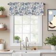 thumbnail image 2 of Farmhouse Navy Blue Floral Valances for Windows, Linen Boho Paisley Flower Rustic Valance Window Treatment Rod Pocket Short Curtains Valances for Kitchen Bathroom 56"W x 16"L, 2 of 9