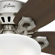 Hunter 42 inch Indoor Ceiling Fan with LED Light - Ceiling Fan with Pull Chain, For Bedroom or Living Room, Standard Mount, No Remote, 5 Blades, Includes Bulbs - Builder 52219, Brushed Nickel