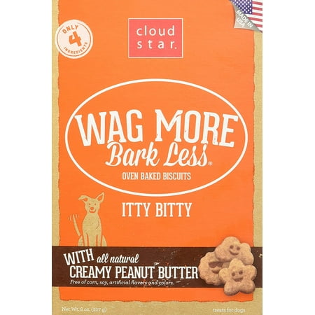 Itty Bitty Buddy Biscuits - Cloud Star Wag More Bark Less Itty Bitty Peanut Butter 8 oz | Baked Dog Biscuits