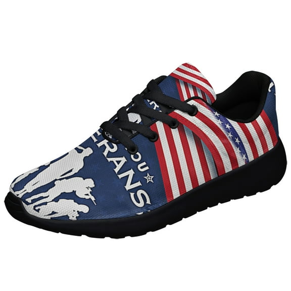 Thank You Veterans The US American flag Shoes Sneakers for Women Men Black Size 3.5
