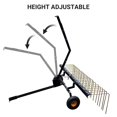 thumbnail image 3 of 60 Inch Tow Behind Pine Straw Rake for Riding Mower & ATV | Heavy-Duty Landscape Rake with 24 Steel Tines & Lift Handle | Lawn Tractor Attachment for Yard Cleanup, Dethatching, 3 of 9