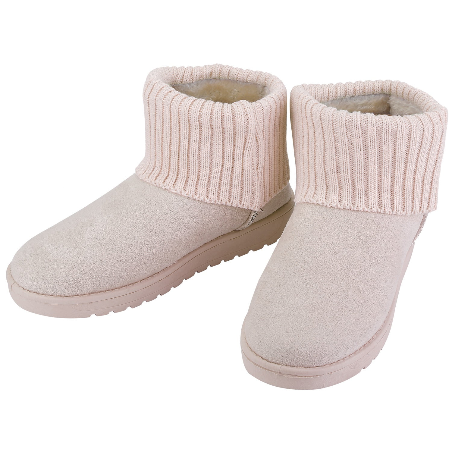 Mid-Calf Snow Boots Womens  Fur Trim Winter Thicken Warm Rhinestone Shoes Chic 