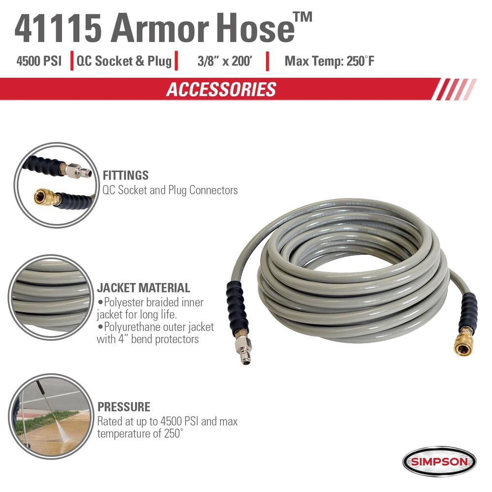 3/8 in. x 200 ft. x 4500 PSI Hot and Cold Water Replacement/Extension Hose