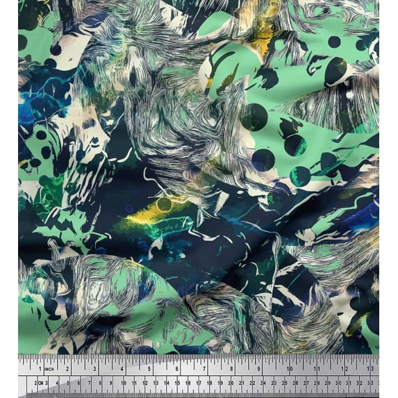 Soimoi Satin Silk Fabric Animals & Texture Print Fabric by Yard 42 Inch Wide