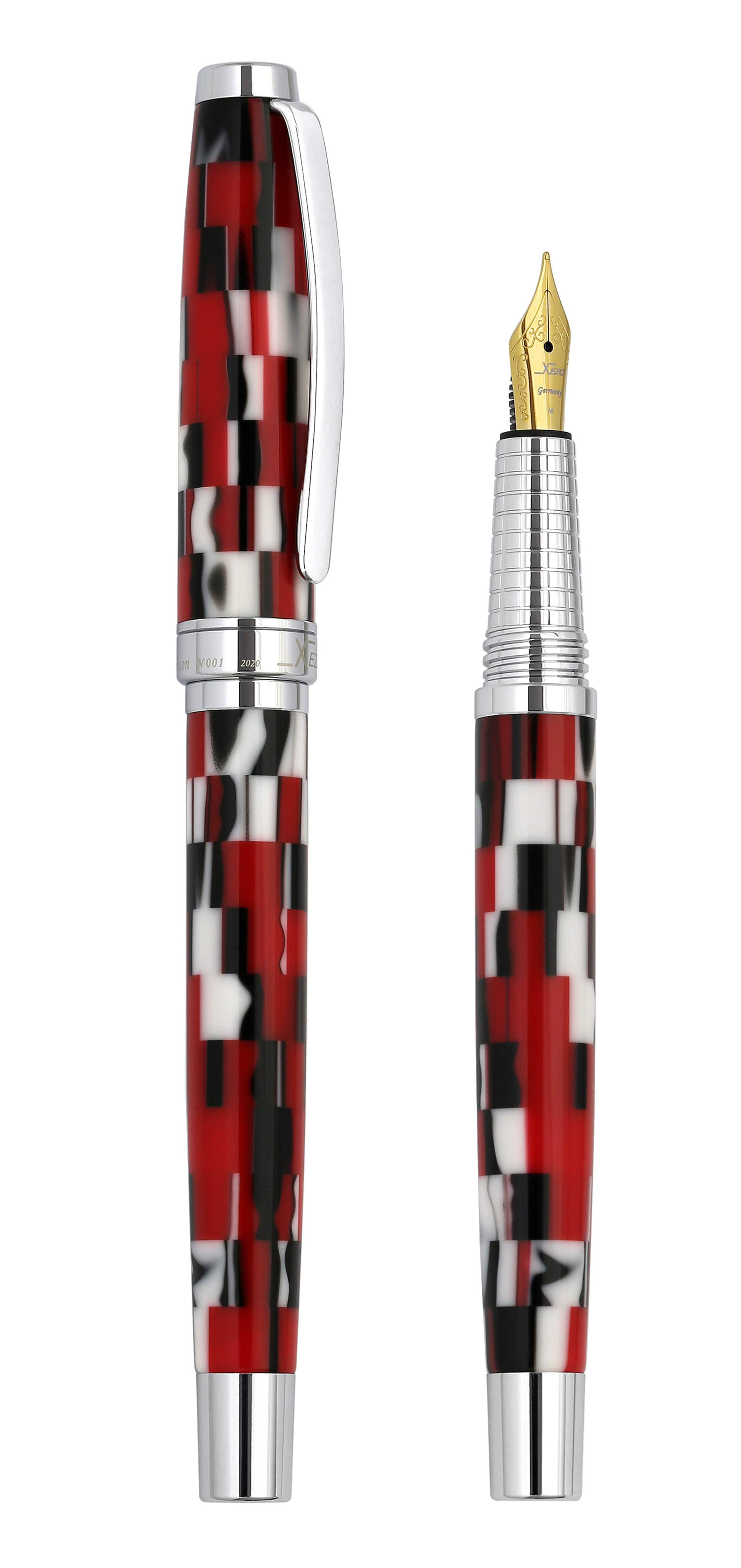 Xezo Urbanite II Acrylic  Brass Fountain Pen (Medium Nib) - Trek Red