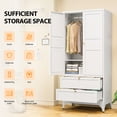 thumbnail image 6 of STANI Metal Wardrobe Closet with 2 Drawer, 71"H White Armoire Wardrobe Cabinet with Hanging Rod, Clothes Storage Organizer Cabinets for Bedroom, Bathroom, Office, 6 of 12