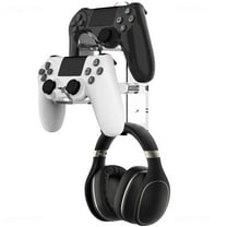 NiHome Clear Acrylic Game Controller Wall Hanger Stand, Dual Gamepad Controller & Headphone Hanger Holder for XBOX PS5 PS4 PS3 SWITCH, Wall Mount Stand Organizer for Gaming Accessories