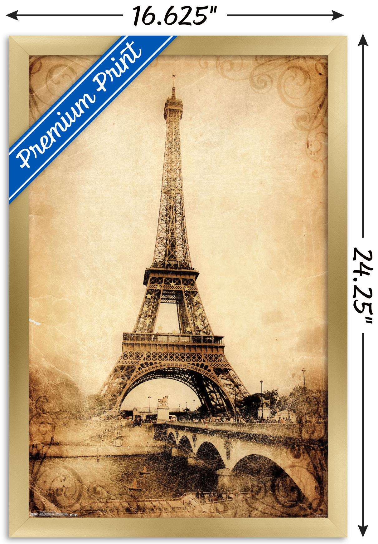 The Eiffel Tower - Rustic Wall Poster, 14.725" x 22.375", Framed