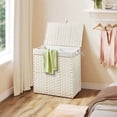 thumbnail image 4 of Rolanstar 130L Laundry Hamper Wicker Laundry Basket with Lid, Handles Clothes Hamper Foldable with 2 Removable Liner Bags, White, 4 of 8