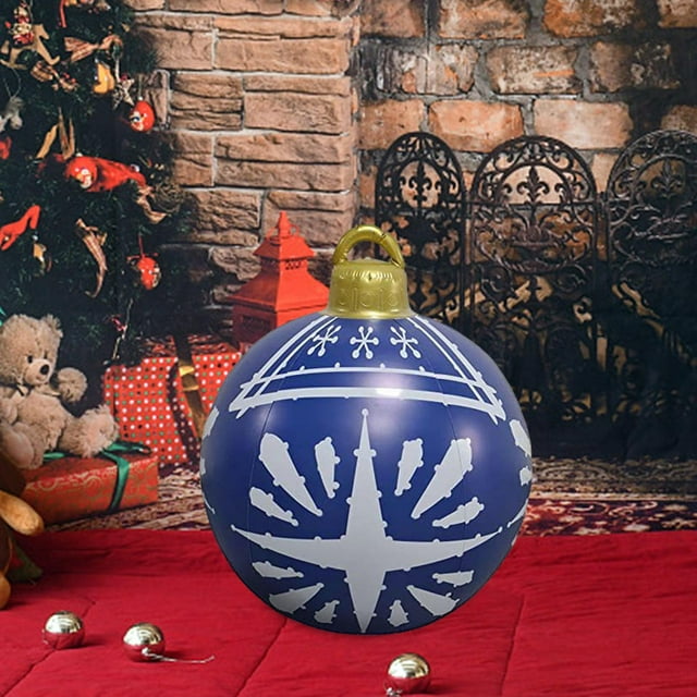Christmas Inflatable Ball PVC 50cm Inflatable Balloon for Garden Party Patio Blue Snowflake