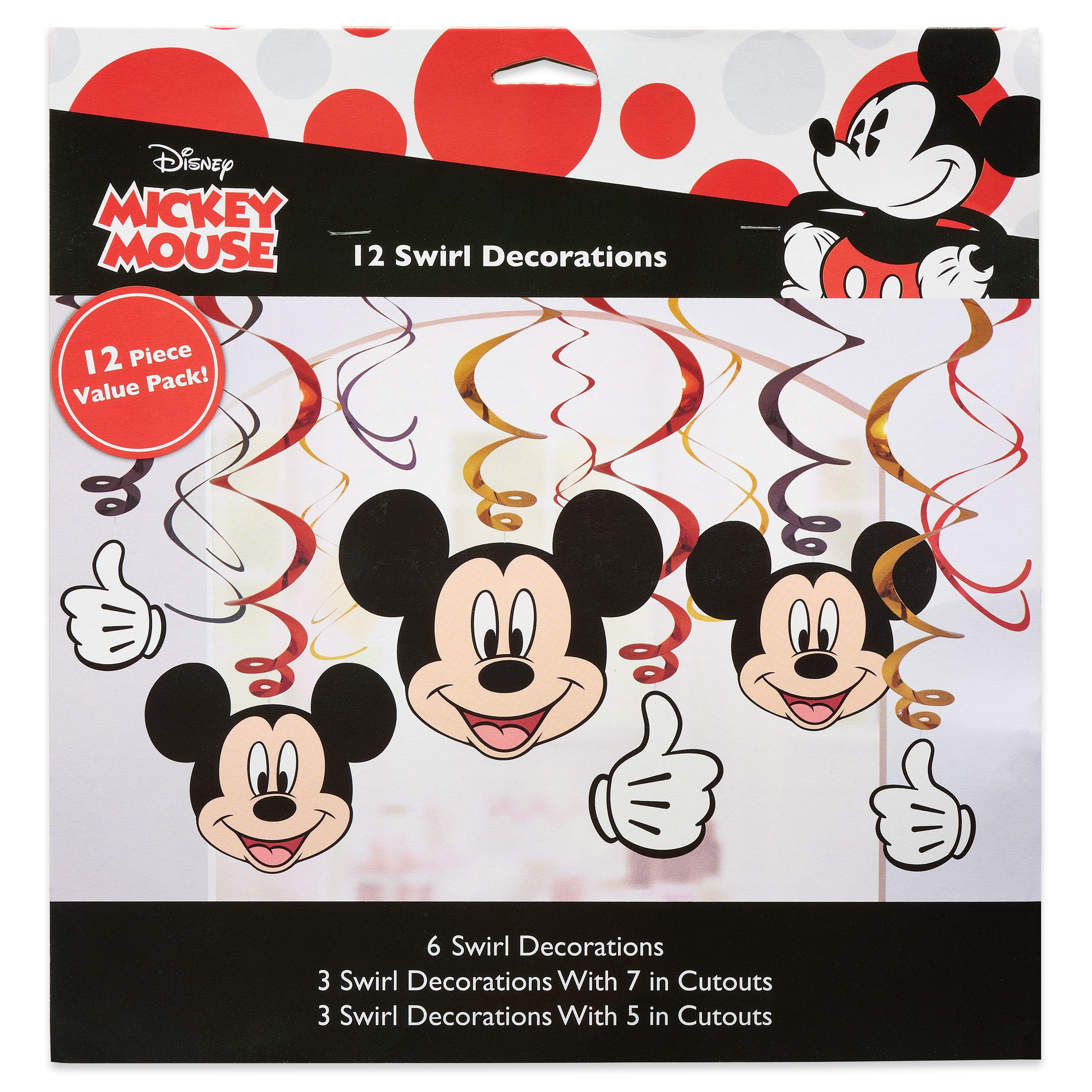 ~ Birthday Party Supplies 12 MICKEY MOUSE On the Go HANGING SWIRL DECORATIONS