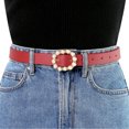 thumbnail image 4 of Cinturón de hebilajustable de cuero flaco con cinturón de perlas pamujer pajeans, vestidos, pantalones rojo 75-90cm/29.53"-35.43", 4 of 4