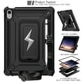 thumbnail image 2 of ELEHOLD For Apple iPad 11th(A16)/10th 10.9 Inch Case,Rugged Shockproof 3-Layer Kickstand Pencil Holder Protective Case with Shoulder Strap for Kids, School, Outdoor Travel,Black, 2 of 8