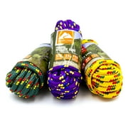 (3 pack) Ozark Trail Braided Polypropylene Blend Utility Line, 3/8 in x 25 ft, 195 lb Maximum Working Load, Multicolor
