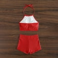 thumbnail image 4 of UTSJKR Womens High Waisted Bikini Sets Swimsuit Ruched Two Piece Bathing Suit Women's Solid Color Women Swim Top Shorts Red XL, 4 of 7