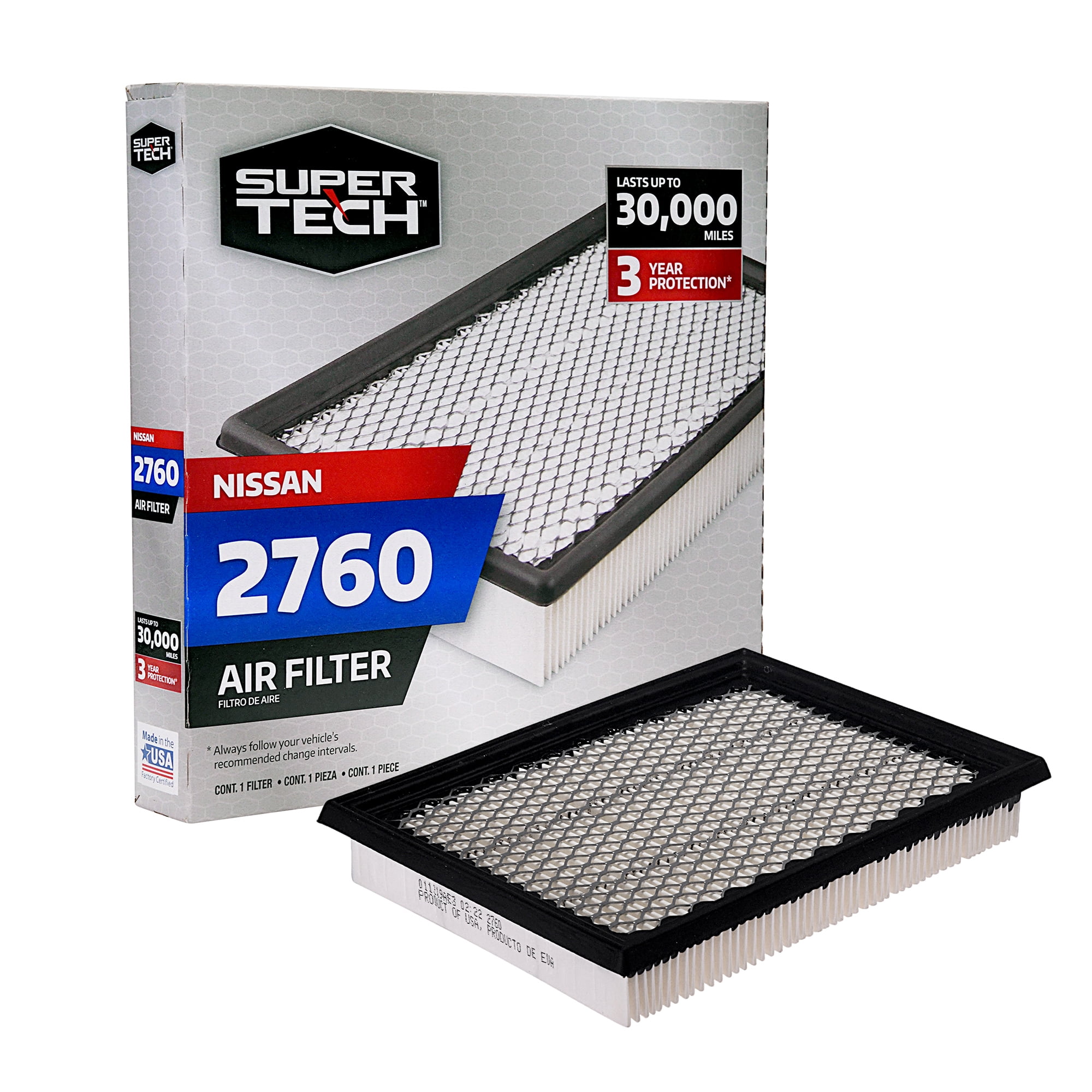 Super Tech 2760 Engine Air Filter, Replacement Filter for Nissan
