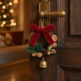 thumbnail image 4 of Bcylexb Mini Christmas Wreaths with Red Velvet Bow & Metal Bell, 9.1" Artificial Greenery Wreaths Small Hanging Wreath for Window Cabinet Xmas Farmhouse Decor, 4 of 5