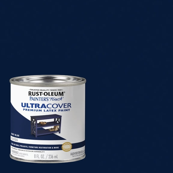 Rust-Oleum Paint Navy Blue Latex Semi Gloss - Everyday Use - 1/2PT — Interior & Exterior Use, Professional Finish