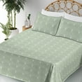 thumbnail image 3 of Ambesonne Art Deco Fitted & Flat Sheet with Shams 4 Pcs Set, Pale Green Vintage Shells, King, Pale Green and White, 3 of 5