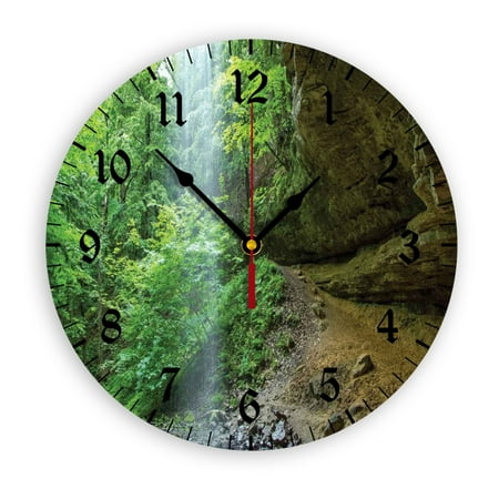 Canyon Michigan Caves Wall Clock, Battery Operated, PVC Round Silent Non-Ticking Clock with Clear Numbers for Living Room, Kitchen, Bedroom, Office, School Decor 12inch-30cm