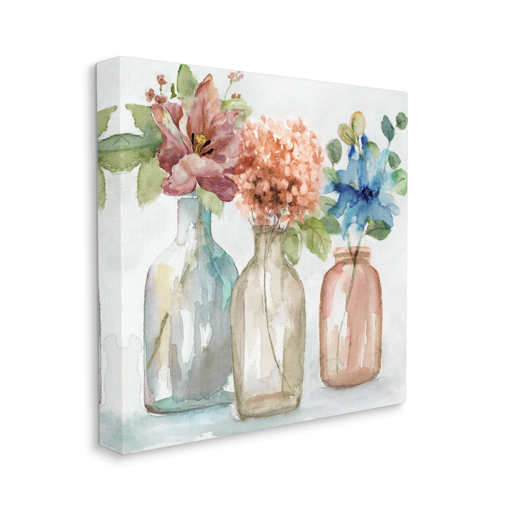 Stupell Industries Floral Vase Botanical Arrangement Watercolor Design, 17 x 17, Design by Nan