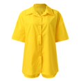 thumbnail image 5 of PEASKJP Workout Short Set Women's Shirt and Shorts Set Summer Outfits Fashion Casual Short Sleeve Tracksuit (Yellow,M), 5 of 5
