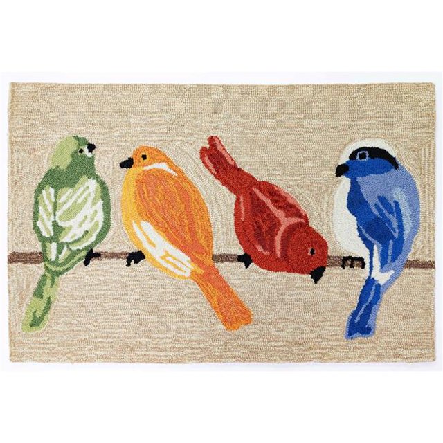 Trans-Ocean Imports FTP34445712 30 x 48 in. Liora Manne Frontporch Birds Indoor & Outdoor Rug Hand Tufted Rectangular Rug - Neutral
