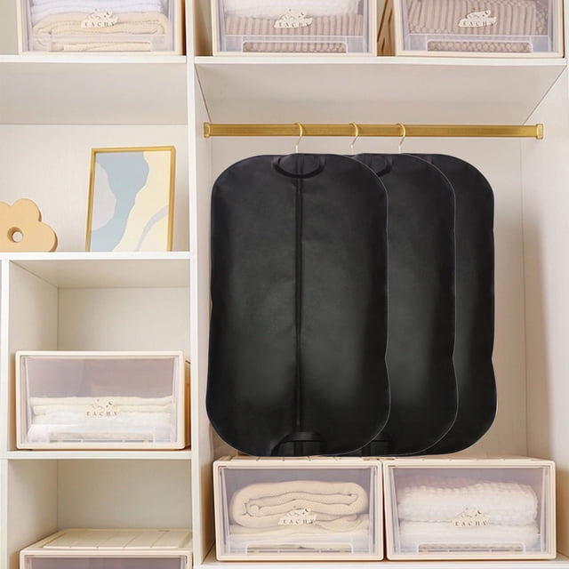 TIMIFIS Storage Packages Garment Bag Suit Bag For Closet Storage And Travel Foldable Garment Bag For Hanging Clothes Travel Suit Bag With 2 Carry Handles For Suits Skirts New Home Essentials