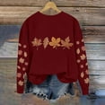thumbnail image 4 of Womens Maple Leaf Print Sweatshirt Long Sleeve Thermal Shirts Tops Light Warm Pullover Sweater Blouses Spring Outfits 2025 Pullover Fall Winter Clothes, 4 of 5