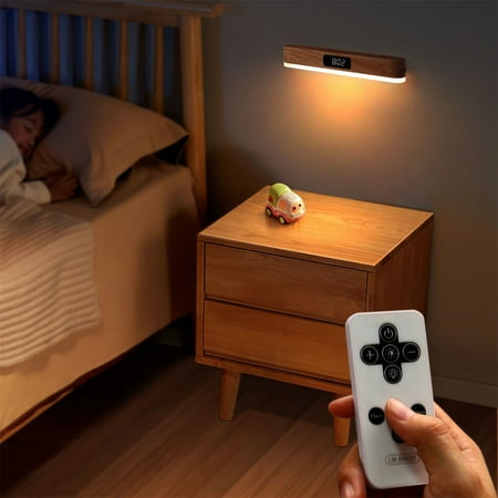 

Seasonal Savings Remote Control Clock Light Small Bedside Magnetic Wall Light Living Room Night Light for Kids Room B Akmoler