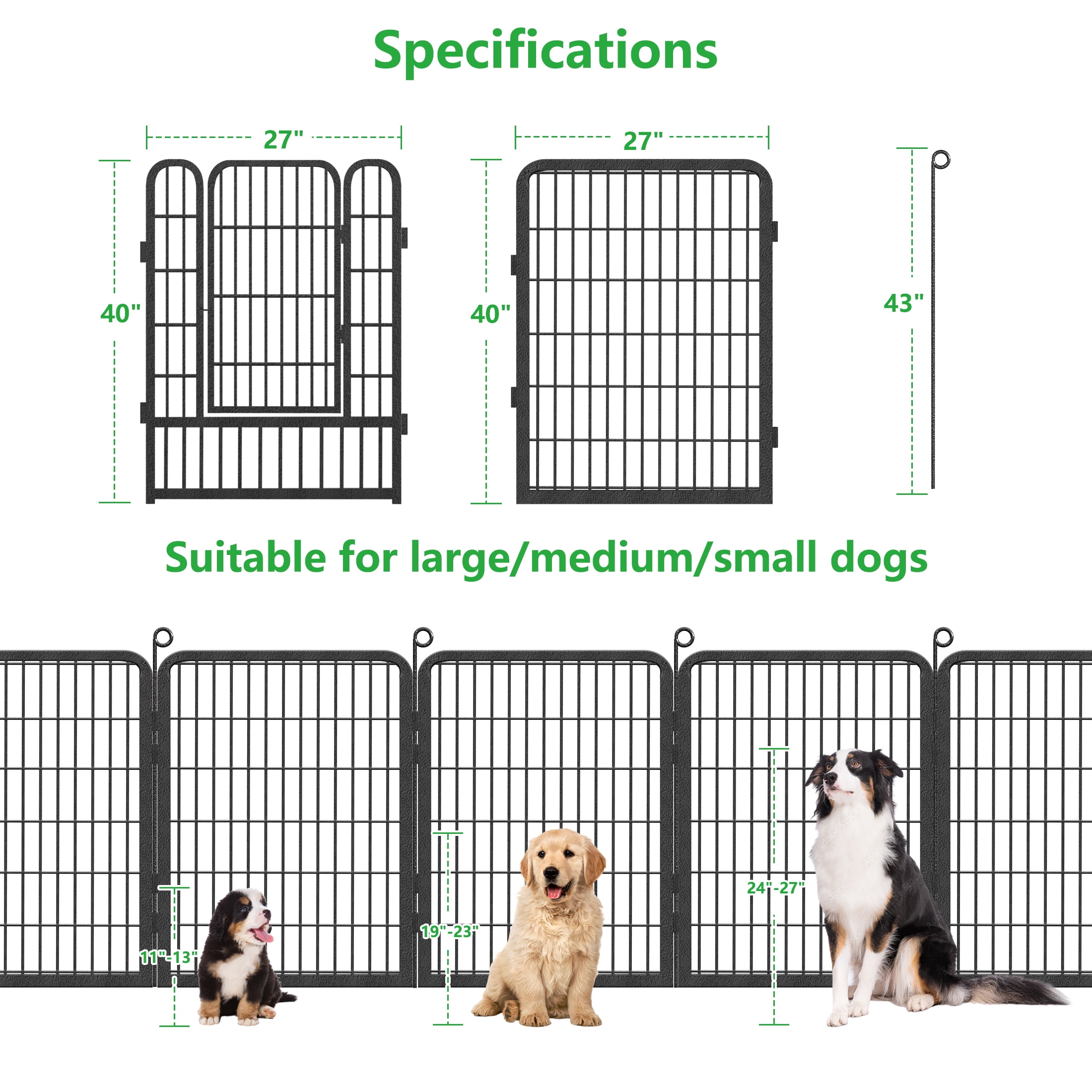 Txh001 Dog Playpen Outdoor, 34 Panels 40inch Indoor Dog Pen with Doors for Large/Medium/Small Dogs Pet Playpen Outdoor Dog Fence for RV, Camping, Yard