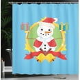 thumbnail image 4 of Ambesonne Christmas Shower Curtain, Santa Snowman Portrait, 69"Wx70"L, Sky Blue Multicolor, 4 of 5
