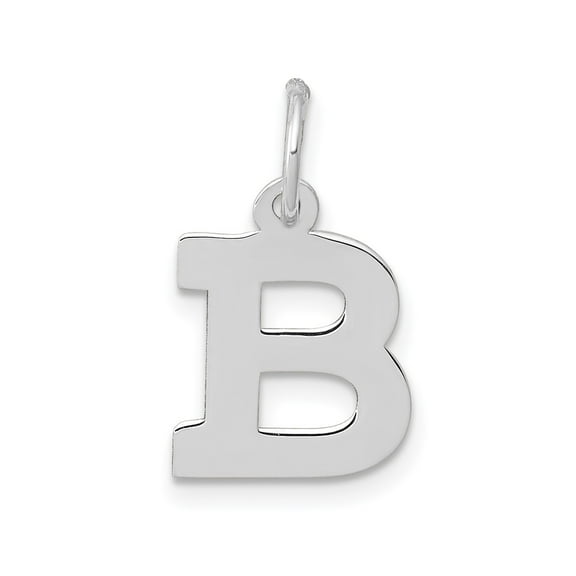Finest Gold 10K White Gold Small Block Initial B Charm