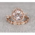 thumbnail image 2 of 1.50 carat Round Cut Real Morganite Bridal Set with Man made diamond moissanite Halo Style with 18k Gold Plating, 2 of 6