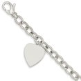 thumbnail image 1 of 14k White Gold Link W/ Heart Charm Bracelet, 1 of 2