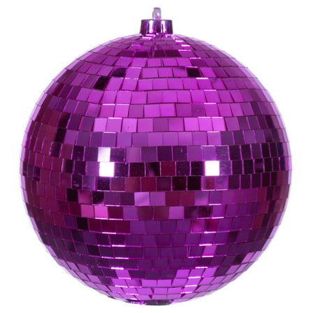 8" Fuchsia Mirror Ball Ornament