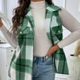 thumbnail image 4 of Plaid Vest for Women Sleeveless Lapel Collar Coats with Decorative Pockets Color Block Fall Casual Outwear Jacket, 4 of 6