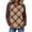 159#Brown, variant on Women Crewneck Tops Plaid Print Raglan Sleeve Thermal Casual Fall Shirt