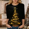 thumbnail image 2 of TTUHYWXI Christmas Shirts for Women Cute 3/4 Length Sleeve Tops Dressy Casual Crewneck Sweatshirts Ugly Xmas Sweater Blouses (Black, M), 2 of 4