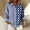 Blue, variant on Women's Blouses Striped Lattice Long Sleeve Shirts Button Down Collared Loose Fit Casual Tops