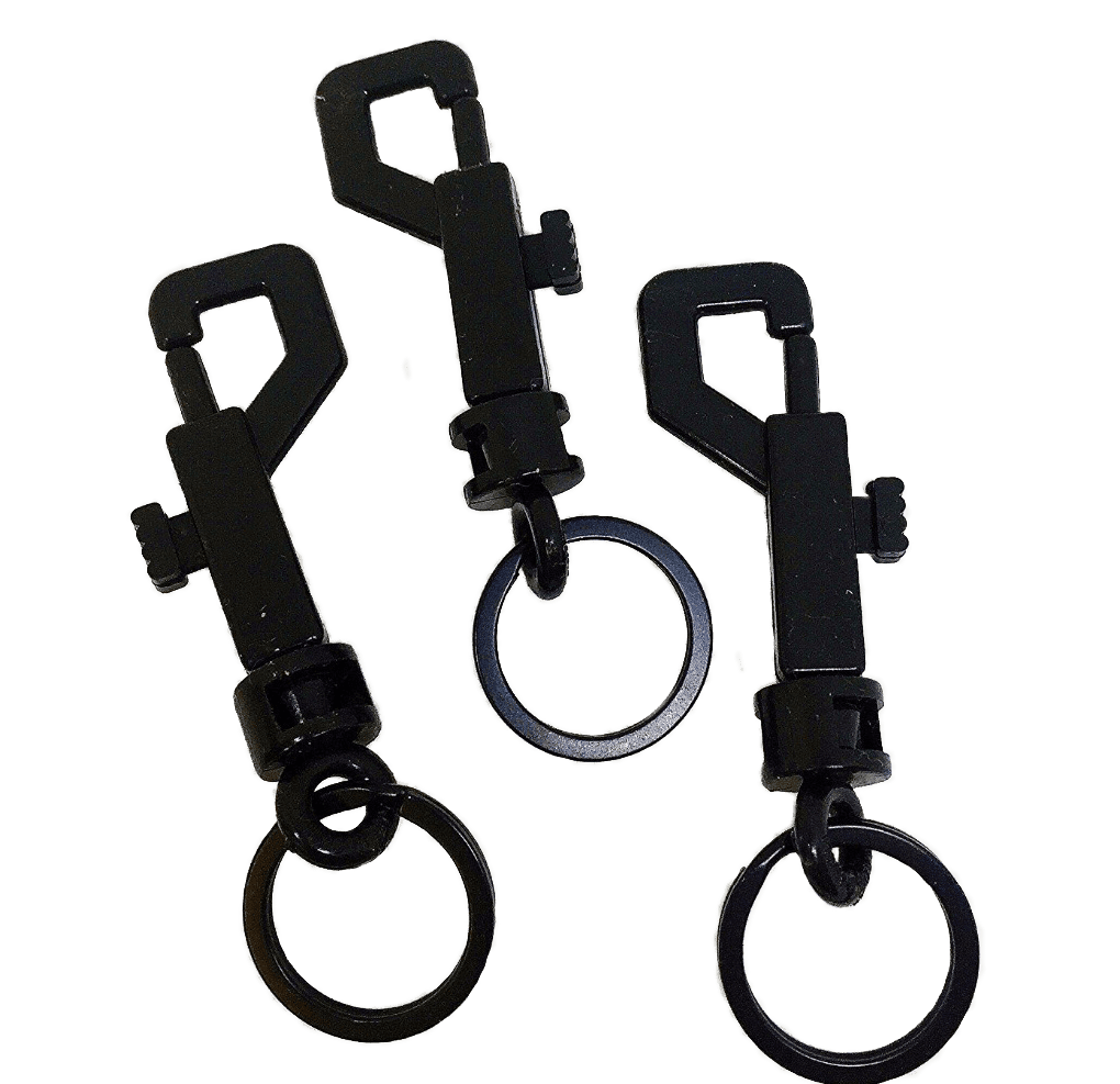 Snap Bolt 3 Pcs Key chain Hooks Lightweight & Durable 2.75"x0.83" Black