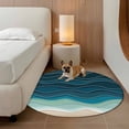 thumbnail image 3 of Abstract Round Living Room Rugs 3.3 ft, Water Duck Green Brown Gradient Ocean Waves Washable Area Rug with Non-Slip Sturdy Edge Binding Round Front Door Mat Floor Carpet for Entryway, 3 of 9