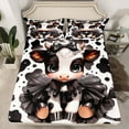 thumbnail image 3 of Feelyou Kawaii Milk Cow Twin Sheet Sets for Kids, Fashion Cow Print Twin Fitted Sheet, Cute Cartoon Animal Flat Sheet, Super Cozy Room Decor, 3pcs, 3 of 8