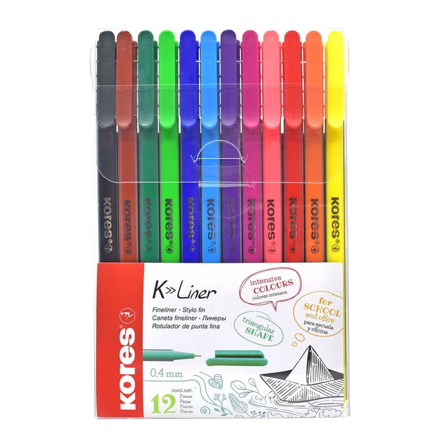K-Liner Fineliner 12 Colores Punta Fina 0.4 mm Kores