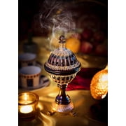 AM Lux Globe Incense Burner - Traditional Cone Bakhoor & Incense Holder, Brown, 1 Count, 1 Pack