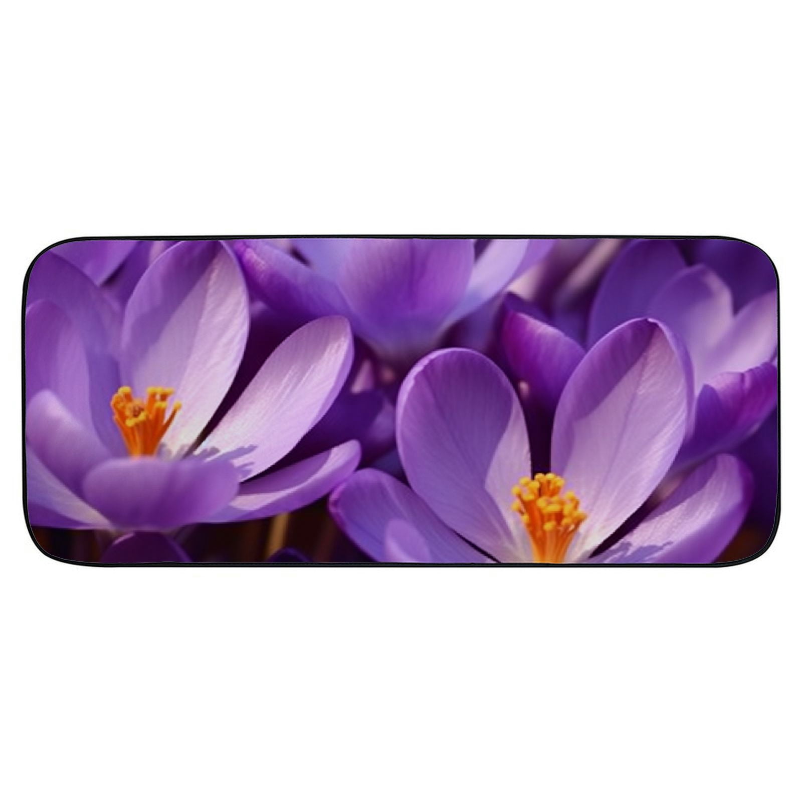 Qinduosi Decorative Door Mat, Door Mat with Non-Slip Rubber Backing, Easy Cleaning, Traps Dirt, for Entry, Patio, Garage- Crocus Spring Purple Blossom Bloom Plant Close 19.68*47.24 in