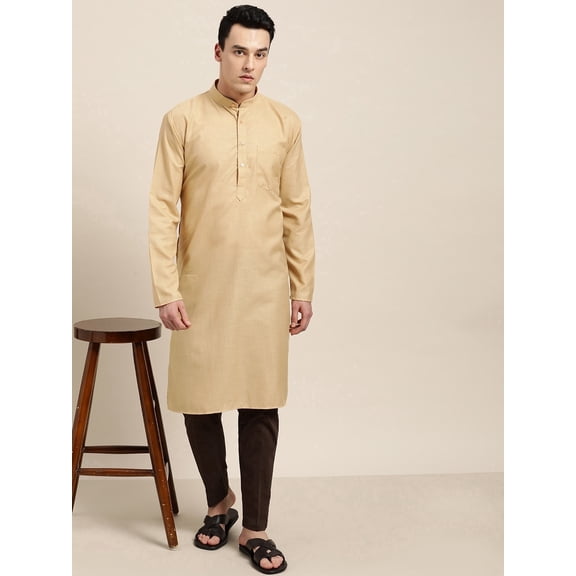 Sojanya (Since 1958) Men'S Cotton Light Gold Only Kurta, Size 36